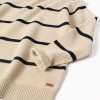 Cotton knit jumper with stripes for boys, beige/dark blue