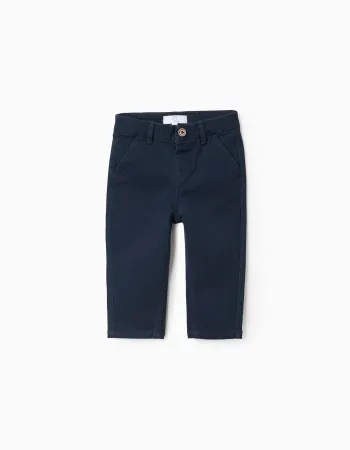 Chino Twill Trousers for Baby Boys, Dark Blue