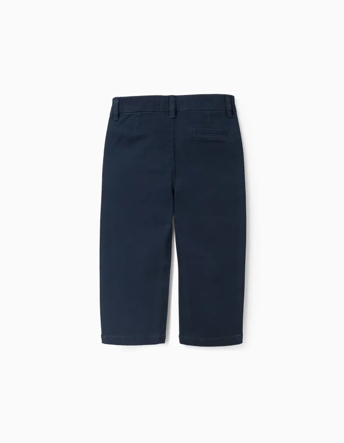 Chino Twill Trousers for Baby Boys, Dark Blue