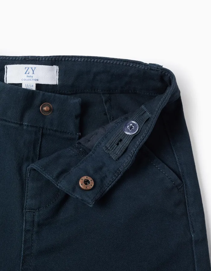 Chino Twill Trousers for Baby Boys, Dark Blue