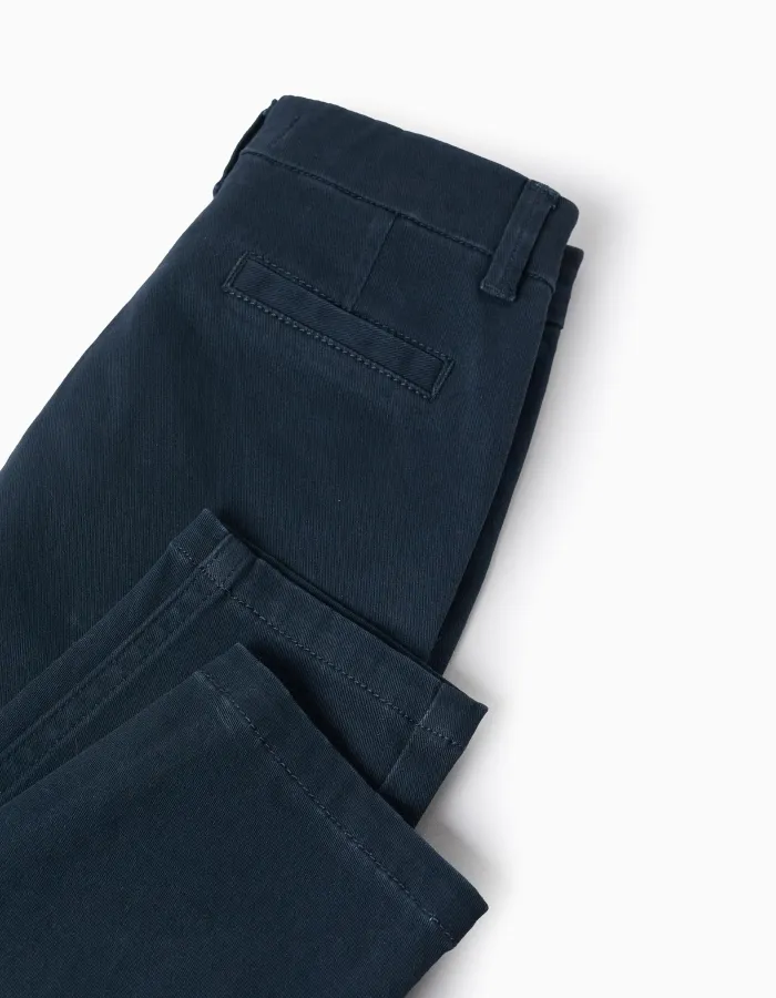 Chino Twill Trousers for Baby Boys, Dark Blue