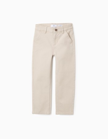 Twill Chino Trousers for Boys 'Slim Fit', Beige