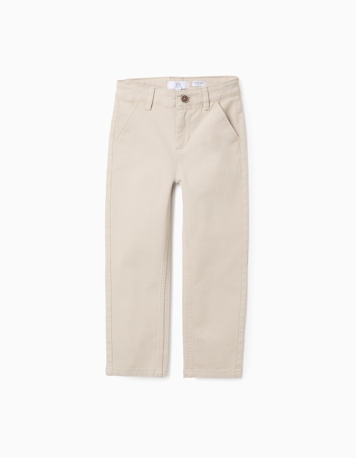 Twill Chino Trousers for Boys 'Slim Fit', Beige