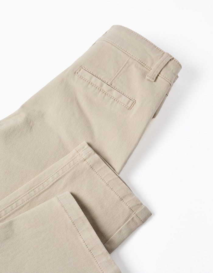 Twill Chino Trousers for Boys 'Slim Fit', Beige