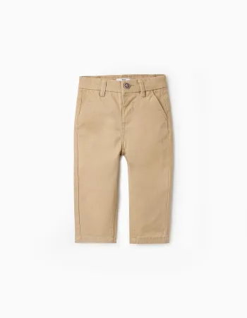 Twill Chino Trousers for Baby Boys, Beige