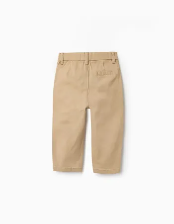 Twill Chino Trousers for Baby Boys, Beige
