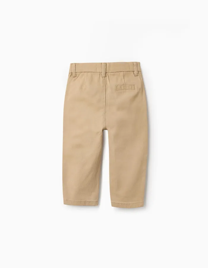 Twill Chino Trousers for Baby Boys, Beige