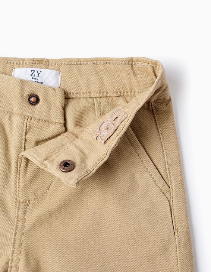 Twill Chino Trousers for Baby Boys, Beige