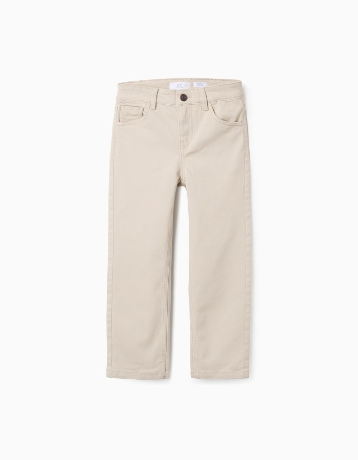 Twill Trousers for Boys 'Slim Fit', Beige