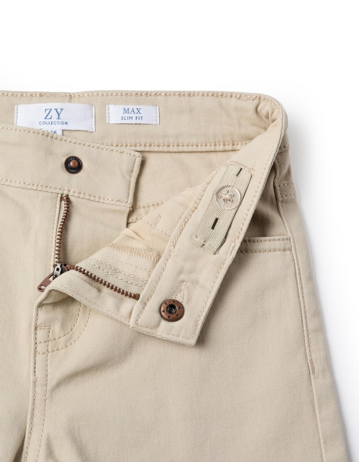 Twill Trousers for Boys 'Slim Fit', Beige