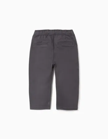 Baggy twill chino trousers B&S for baby boys, dark grey