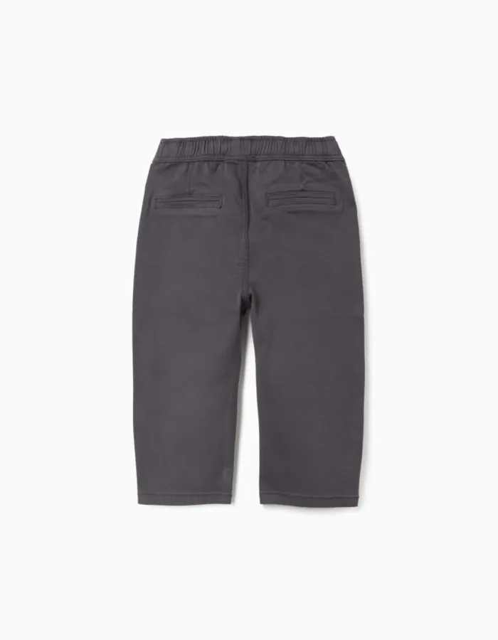 Baggy twill chino trousers B&S for baby boys, dark grey