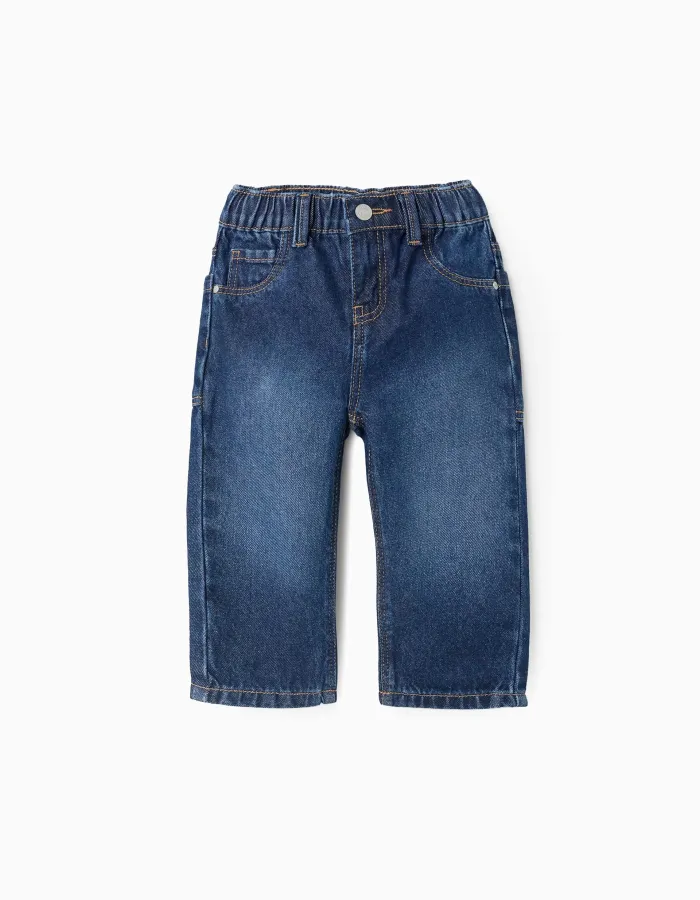 Baggy denim trousers for baby boys, dark blue