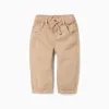 Baggy twill trousers with drawstring for baby boys, beige
