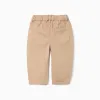 Baggy twill trousers with drawstring for baby boys, beige