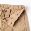 Baggy twill trousers with drawstring for baby boys, beige