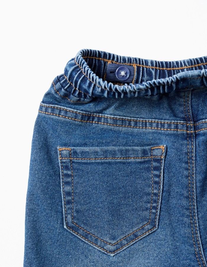 Slim jeans with drawstring for baby boys, blue