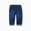 Slim jeans with drawstring for baby boys, dark blue