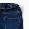 Slim jeans with drawstring for baby boys, dark blue