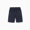 Fleece shorts with drawstring and pockets for boys, dark blue