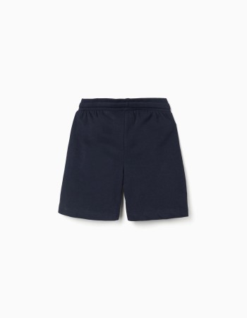 Fleece shorts with drawstring and pockets for boys, dark blue