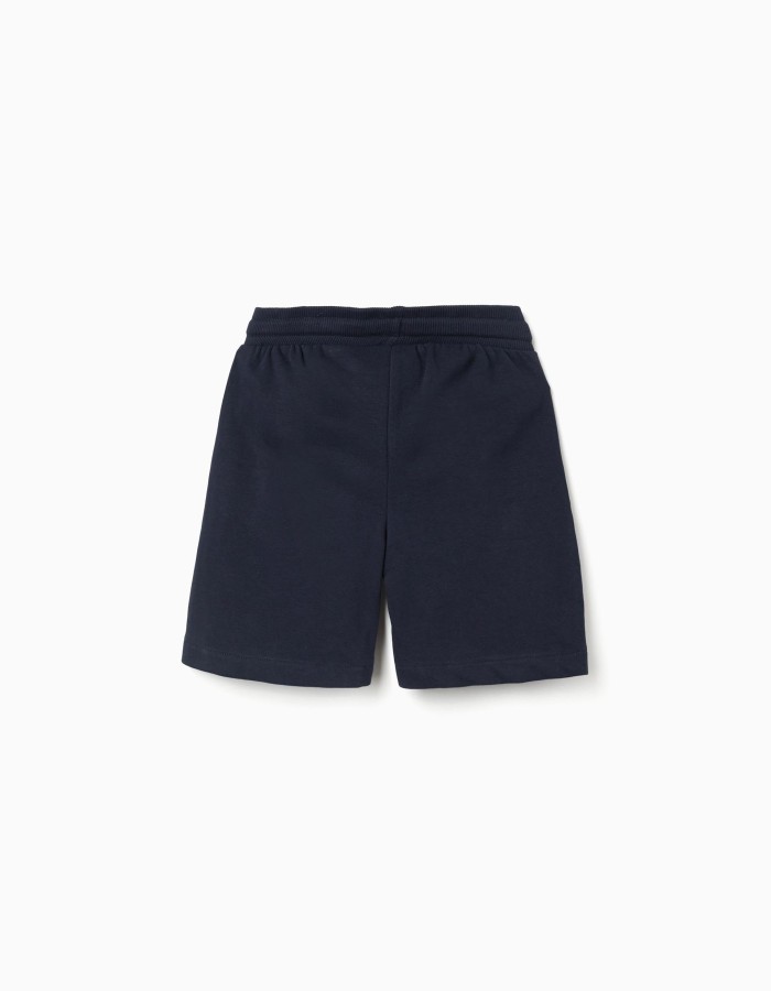 Fleece shorts with drawstring and pockets for boys, dark blue