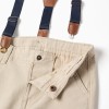 Twill trousers with removable braces for baby boys, light beige