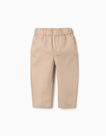 Baggy pull-up trousers in cotton B&S for baby boys, beige