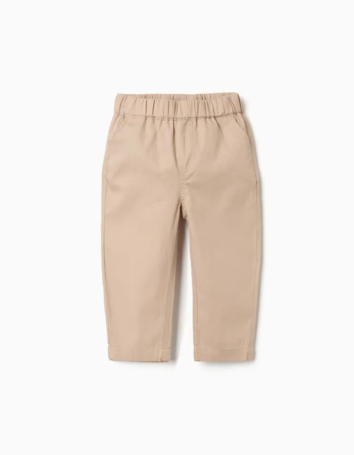 Baggy pull-up trousers in cotton B&S for baby boys, beige