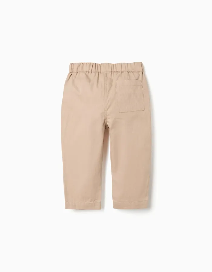 Baggy pull-up trousers in cotton B&S for baby boys, beige