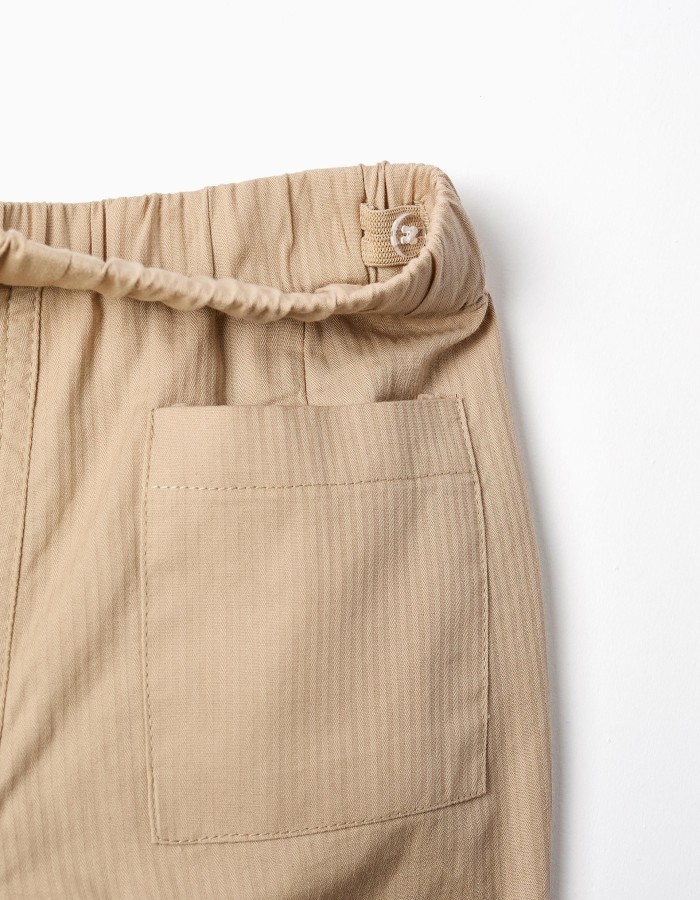 Baggy pull-up trousers in cotton B&S for baby boys, beige