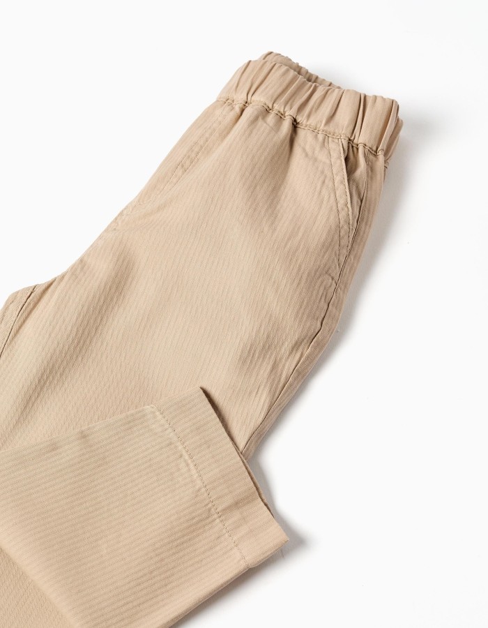 Baggy pull-up trousers in cotton B&S for baby boys, beige