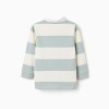 Long sleeve polo shirt with stripes for boys, white/light green
