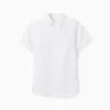Shirt in Viscose, Cotton and Linen for Boys, White