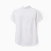 Shirt in Viscose, Cotton and Linen for Boys, White