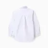 Cotton Shirt with Bow for Boys, White/Dark Blue