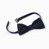 Cotton Shirt with Bow for Boys, White/Dark Blue