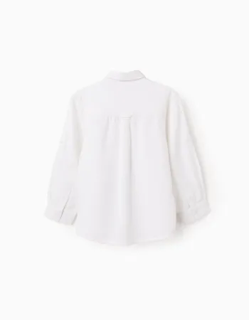 Viscose, Cotton and Linen Shirt for Boys, White