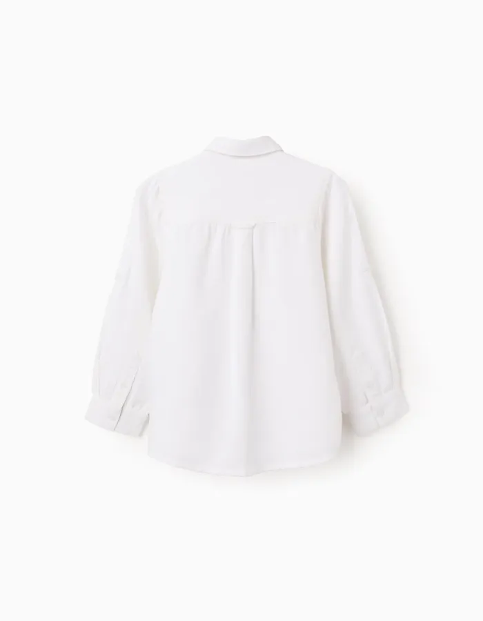Viscose, Cotton and Linen Shirt for Boys, White