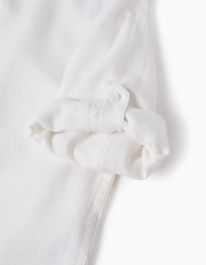 Viscose, Cotton and Linen Shirt for Boys, White