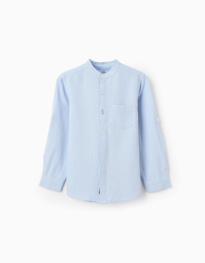 Shirt with Mao Collar for Boys, Light Blue