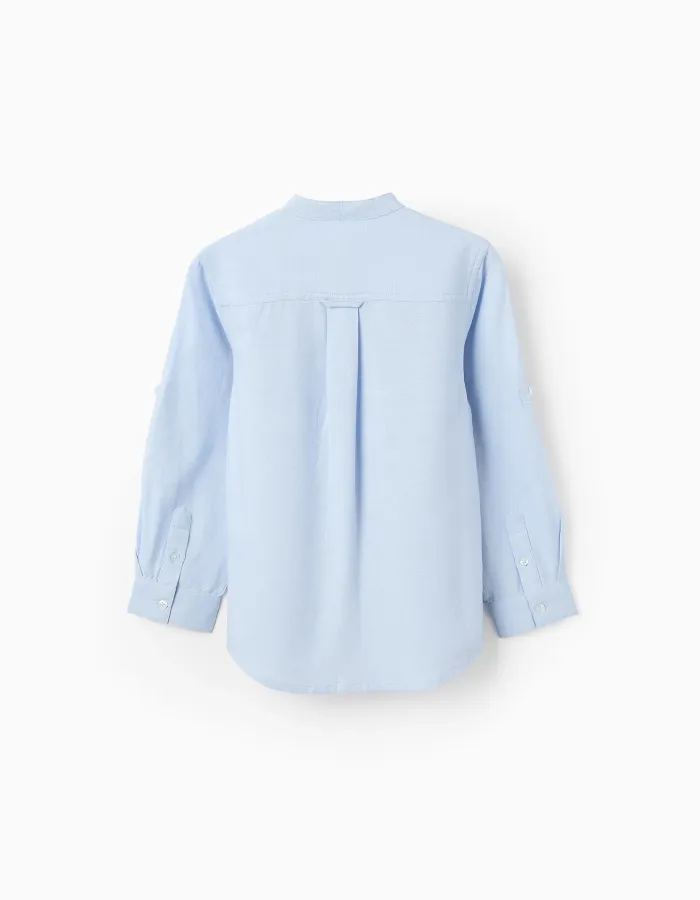 Shirt with Mao Collar for Boys, Light Blue