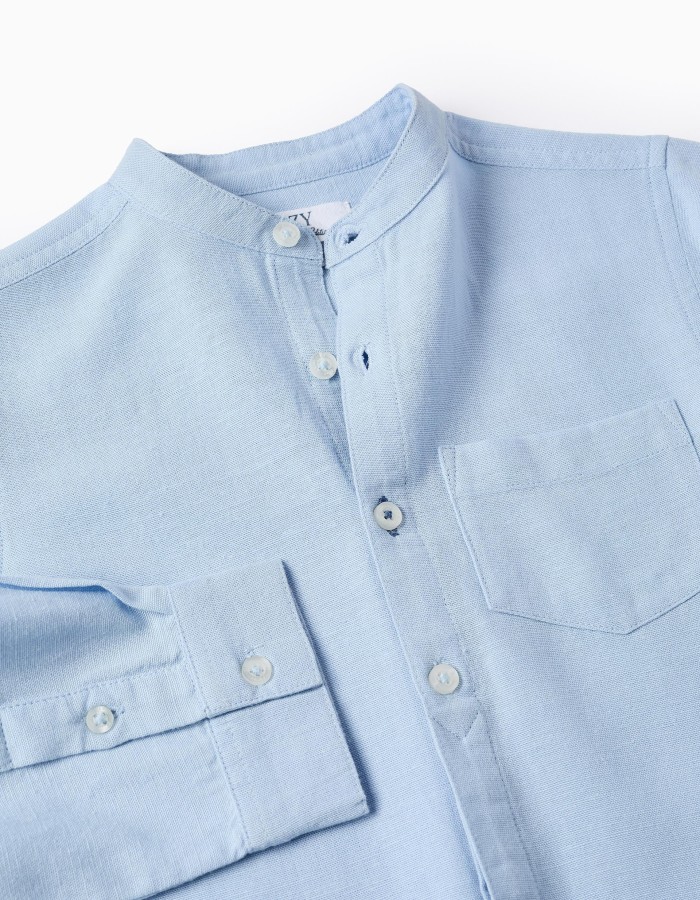 Shirt with Mao Collar for Boys, Light Blue