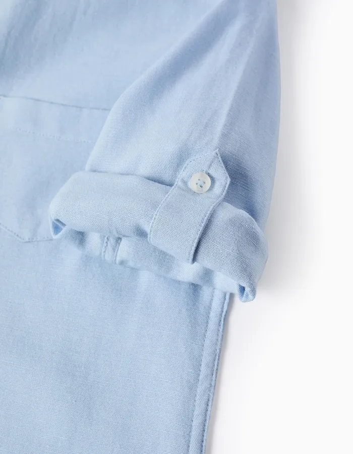 Shirt with Mao Collar for Boys, Light Blue
