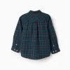 Flannel Shirt with Check for Boys 'B&S', Green/Blue