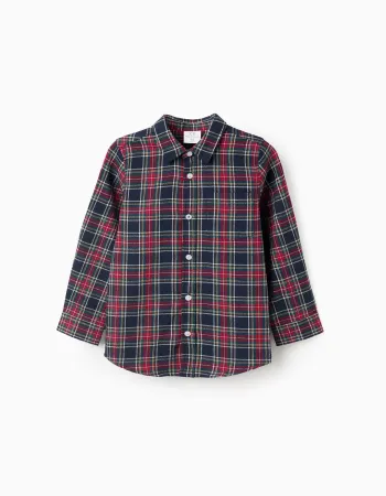 Flannel Check Shirt for Boys 'B&S', Red/Blue