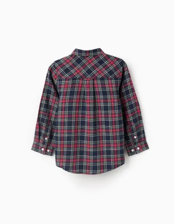 Flannel Check Shirt for Boys 'B&S', Red/Blue