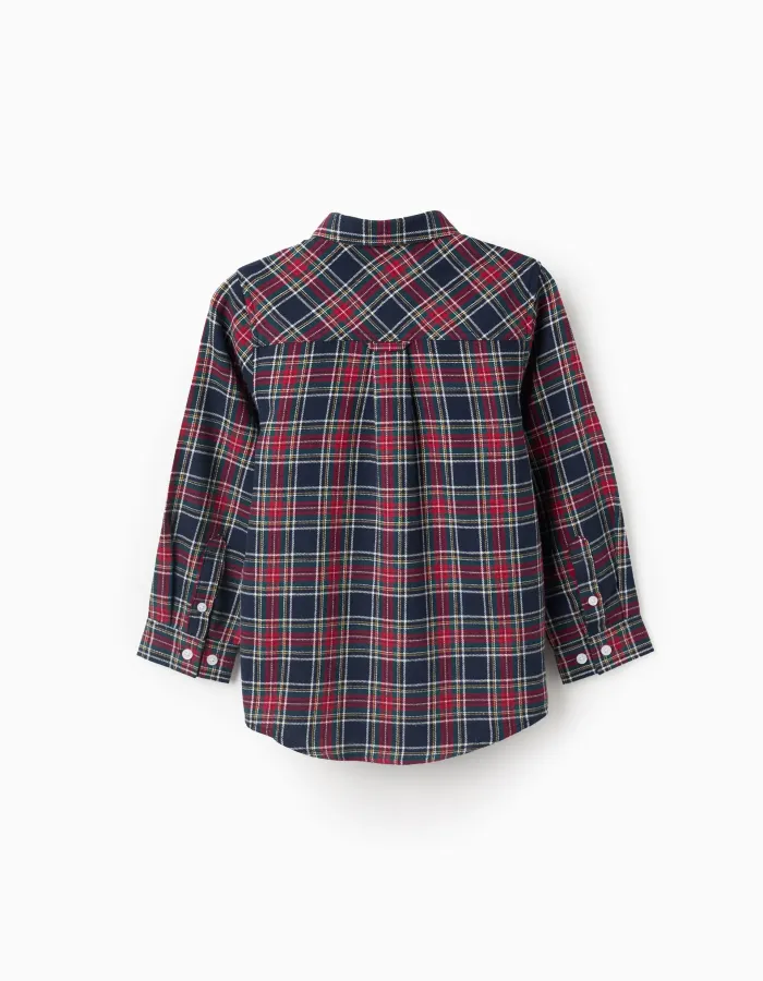 Flannel Check Shirt for Boys 'B&S', Red/Blue