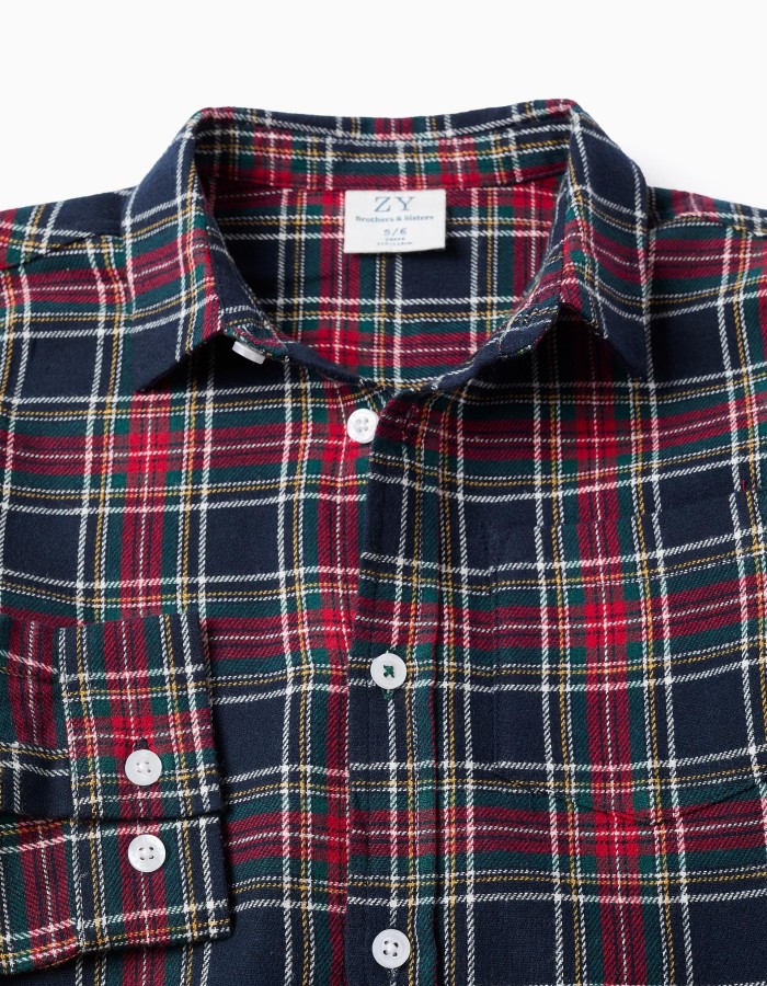 Flannel Check Shirt for Boys 'B&S', Red/Blue