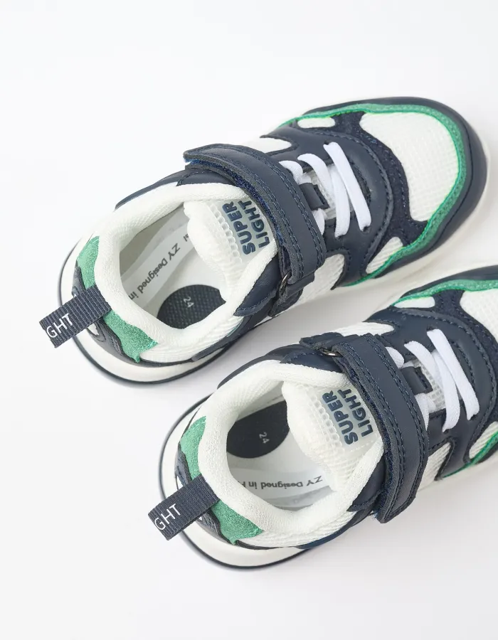 Light-up combined trainers Superlight Runner for baby boys, white/blue